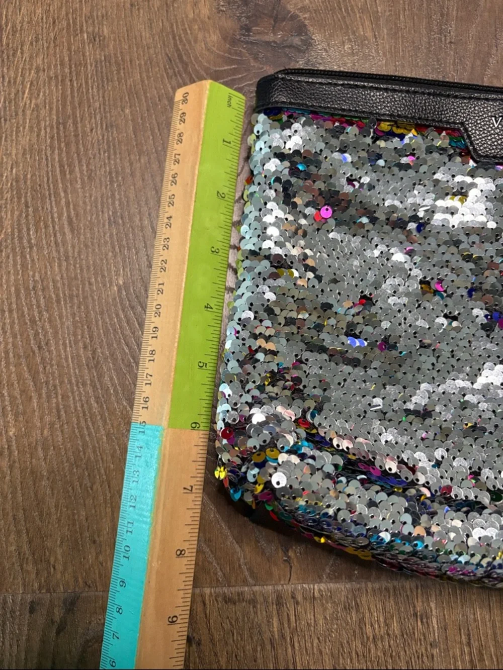 Victoria's Secret Black Trim Multicolor Sequin Cosmetic Bag. LNWOT